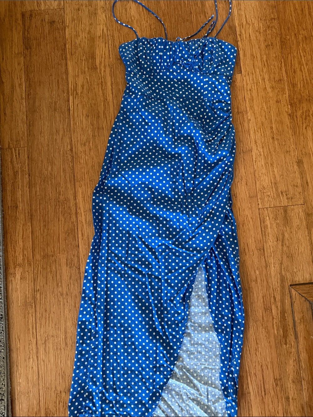 Zara Blue Polka Dot Midi Dress